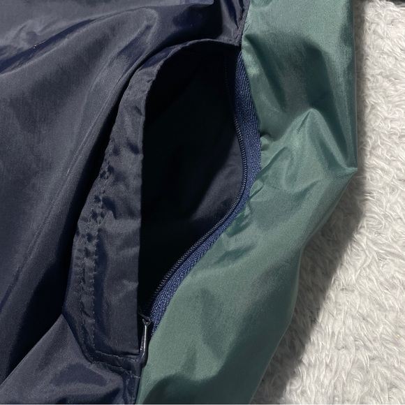 VNTNike Pullover Men Size L Navy Blue Green Vintage V-Neck Windbreaker Swoosh - Picture 6 of 10